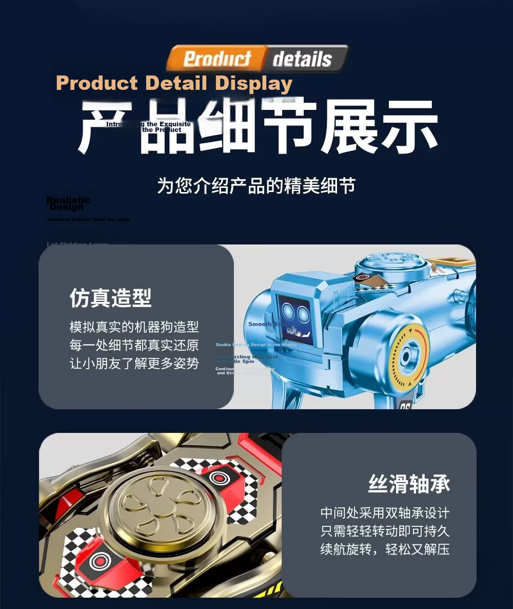 COOKSS Fingertip Mechanical Gyro Transformable Robot Dog Toy Wind-Up Walking Educational Boys Spinning Stress Relief Gift 9