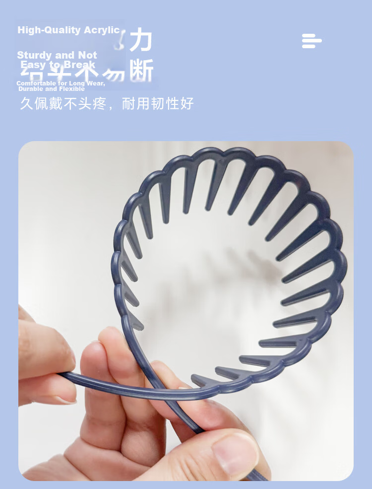 Banjeni Men's High Crown Hair Clip Headband Wide Daily Wear Large Sports Invisible Teeth Back Hair Fragment Non-Tightening 17