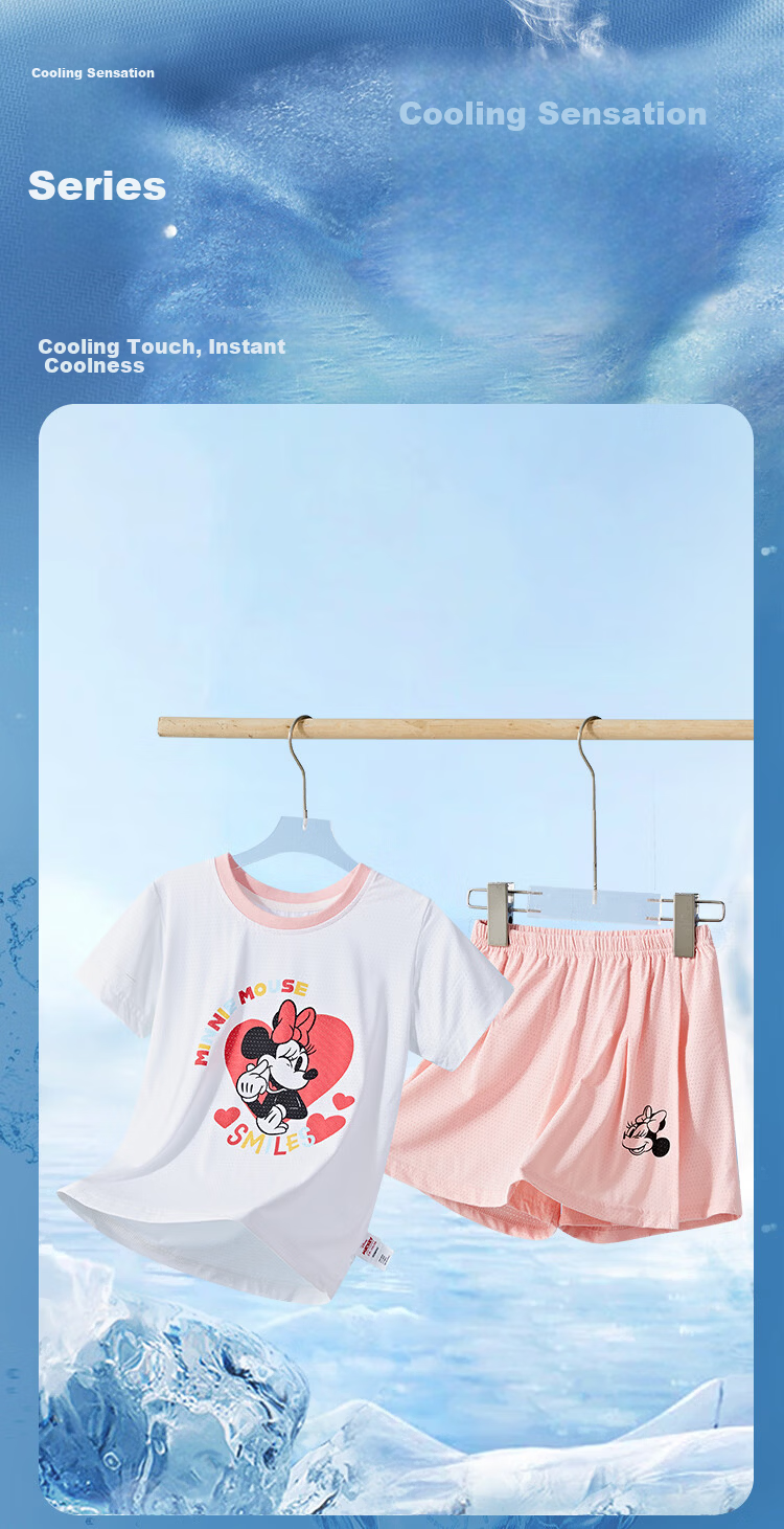 Disney Girls' Sports Set 2026 New Quick-Dry Short Sleeve Top and Shorts Summer Two-Piece Kids' Outfit 1
