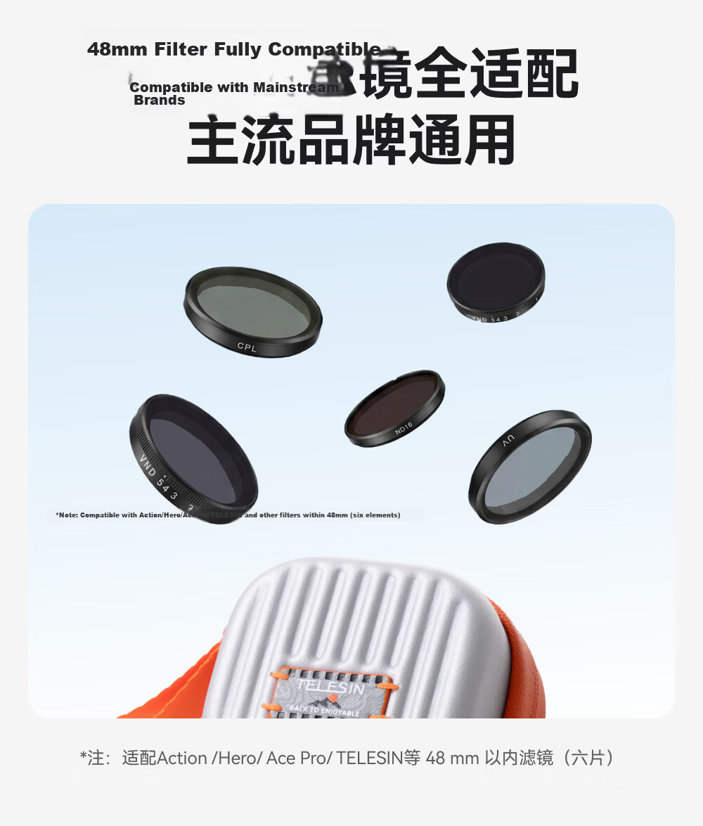 TELESIN Sports Camera Filter Storage Bag Compatible with DJI Action 6/5/4/Nano, Feiyu Ace Pro 2, GoPro Filter Storage Protective Case 4