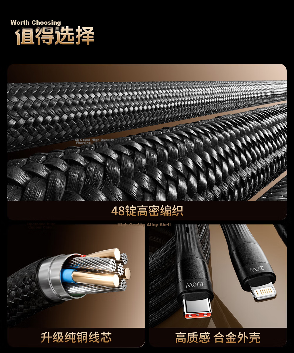 Beimo Dual-Head Type-C 2-in-1 100W Fast Charging Cable Compatible with iPhone 17 Pro Max, Apple 16, Huawei, Xiaomi, Vivo Phones, Tablets, and Laptops 2