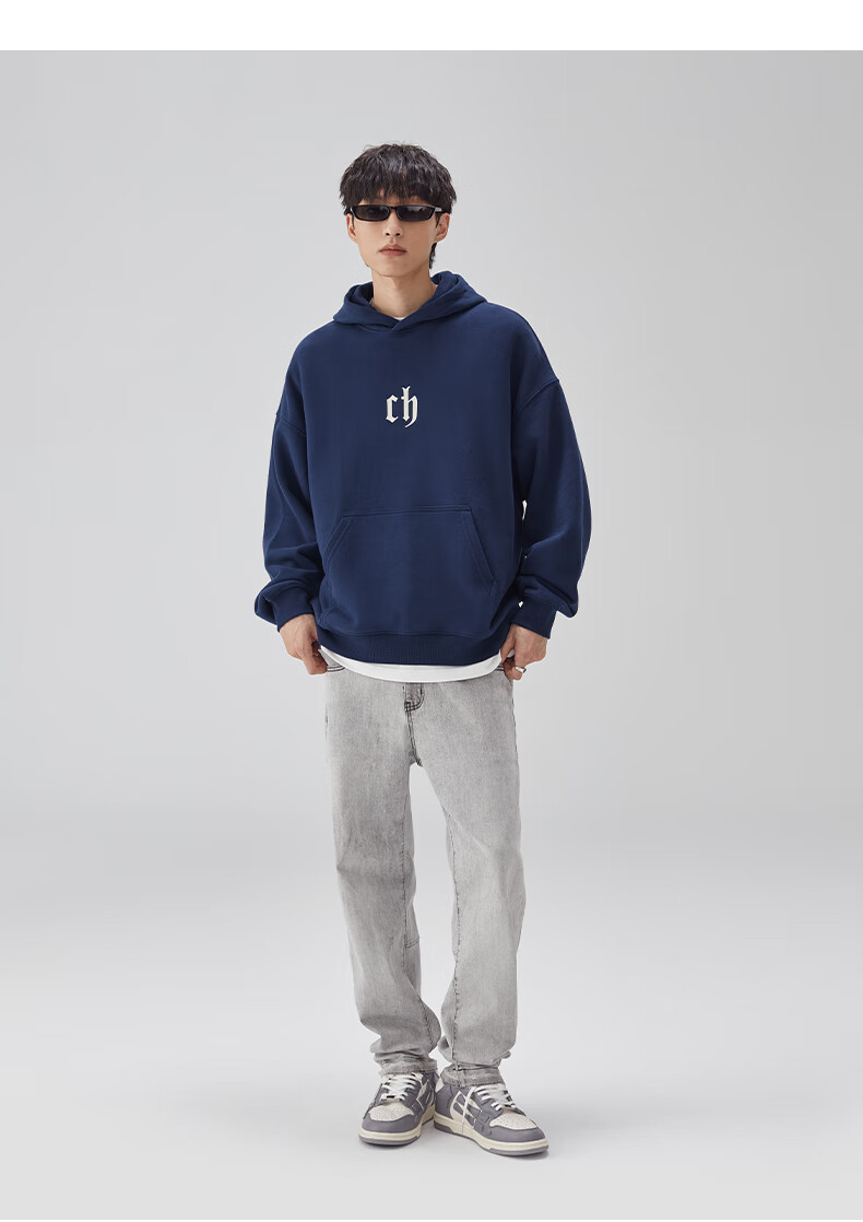CHINISM CH Sweatshirt for Men, Spring And Autumn Classic Simple Couple's Top, Heavyweight American-Style Hoodie, Sports Casual Pullover Hooded Sweatshirt 29