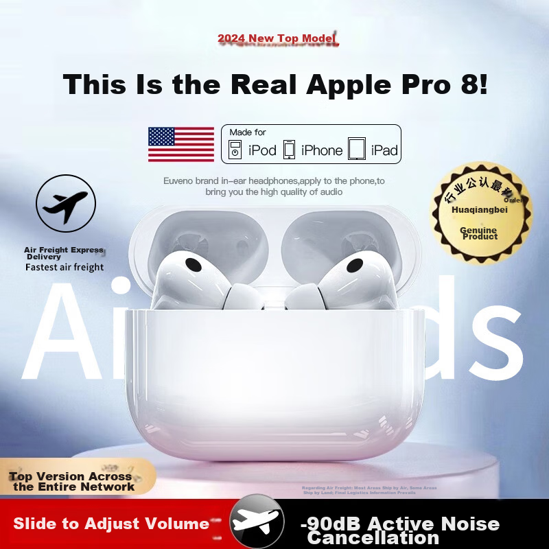 AMKE Huaqiangbei 16th Gen Pro6 Premium Apple Bluetooth Earbuds Air True Wireless Active Noise Cancelling In-Ear Sports Music Headphones Compatible with Huawei Apple Xiaomi OPPO