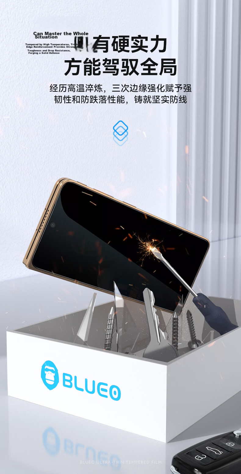 BLUEO [28° Privacy Protection + New Space Capsule | Front Frame Version] Tempered Glass Screen Protector for OPPO FindN6, Anti-Fingerprint Dust-Free Quick Installation Protective Film 9