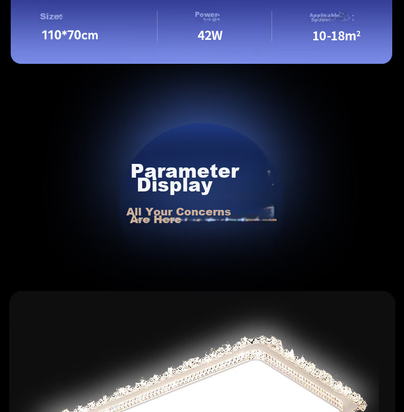 AUX American Pure Eye Protection AI Voice Smart Living Room Ceiling Light LED Main Light Luxury Crystal Modern Minimalist 40