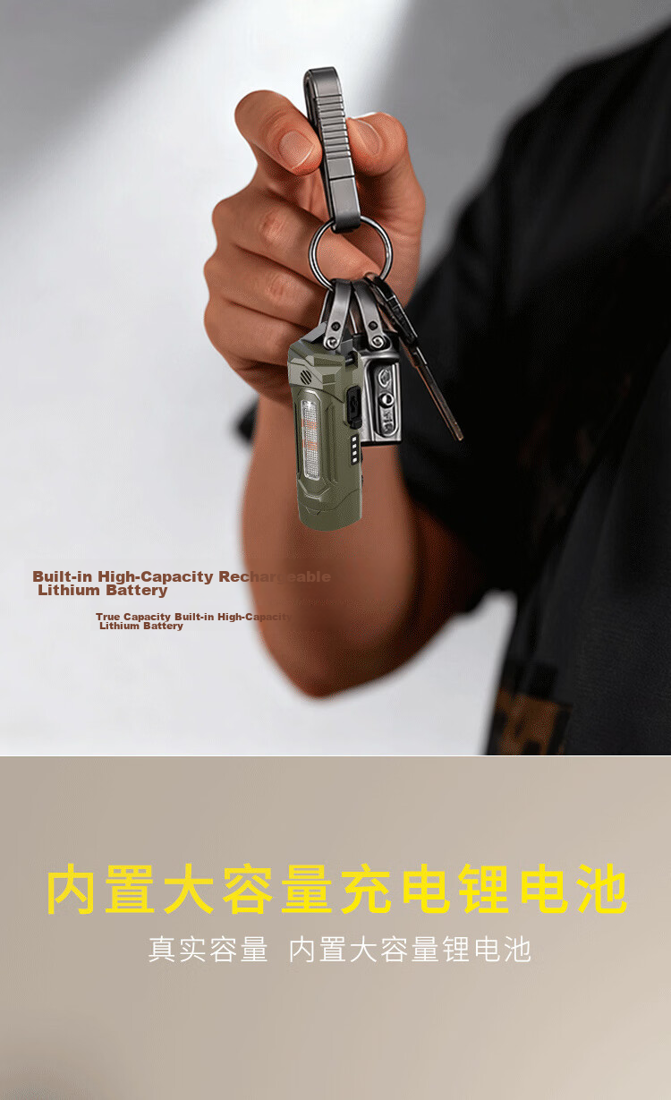 Cavalry Multifunctional Rechargeable Portable Outdoor Long-Range Three-Color Strobe Flashlight Strong Magnetic Keychain Buzzer Alarm 15