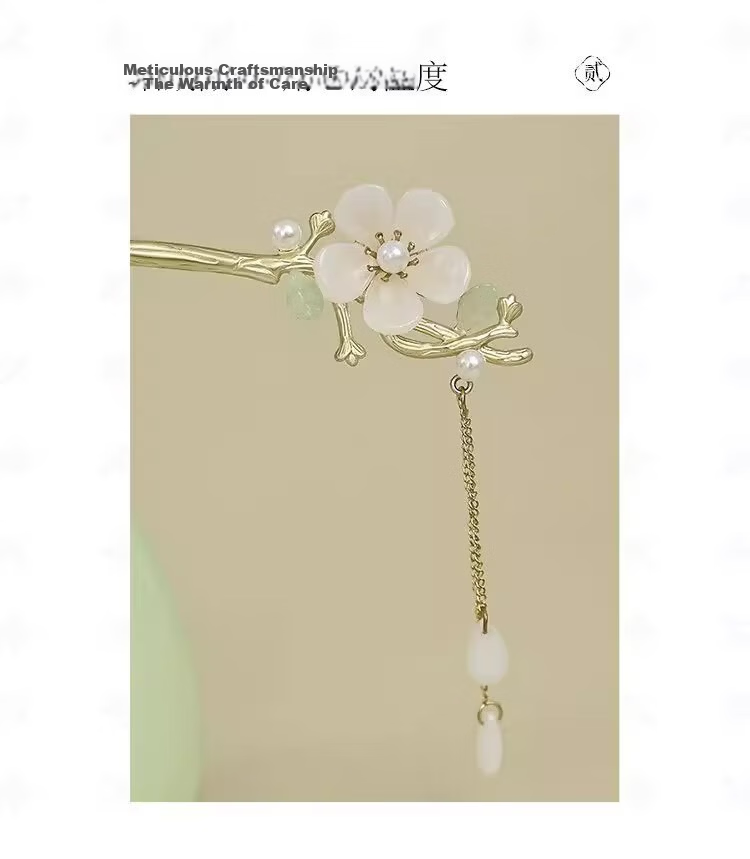 Zhuishi Orchid Hairpin Chinese Style Ancient Tassel Pearl Elegant Hairpin Birthday Gift for Girlfriend 5