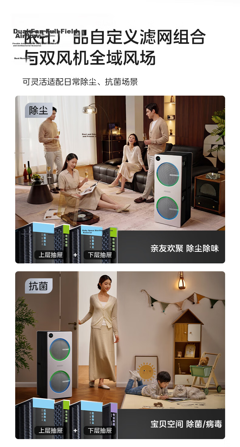 Midea Antibacterial Dust Filter Original Air Purifier Filter FC-150U8KJCC for Formaldehyde, Smoke, Odor, Allergens, Pet Hair Compatible with U8 2