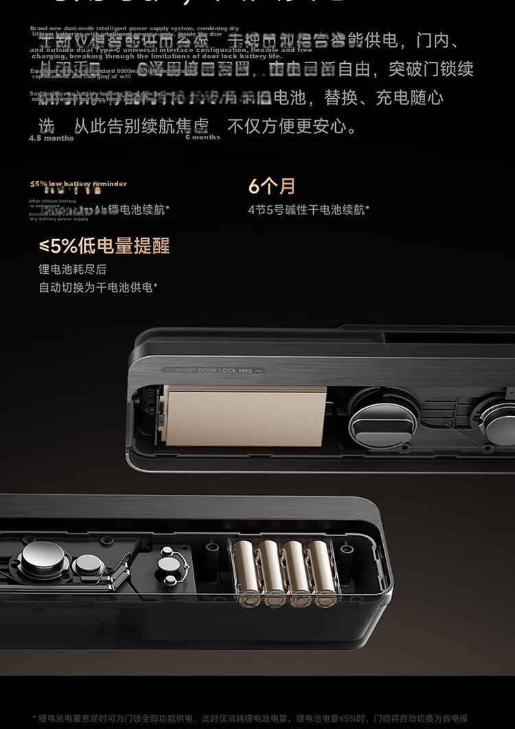 Xiaomi Smart Door Lock M40 Pro Face Recognition Palm Vein Fingerprint Electronic Anti-theft Lock 20