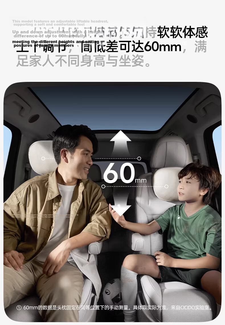 CICIDO Premium Adjustable Maybach Car Headrest Neck Pillow Driver Seat Cushion Universal for Tesla Xiaomi 2