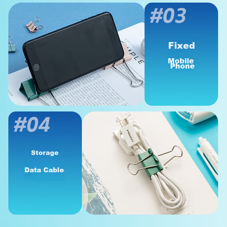 M&G Stationery No.1 50mm 8-Pack Square Box Colored Metal Paper Clips Economical Office Supplies Tail Clips ABS916PL 17