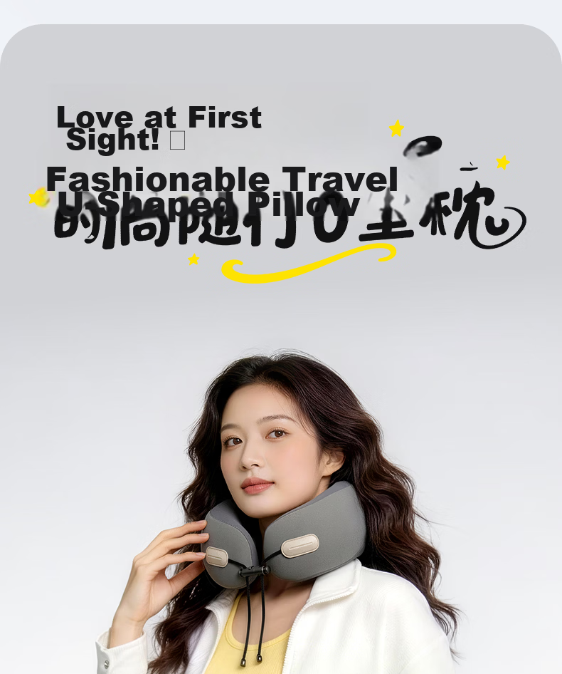 Zhiguozhe U-Shaped Neck Pillow Travel Portable Foldable U-Shape Neck Support Pillow for Airplane High-Speed Train Nap Essential 1