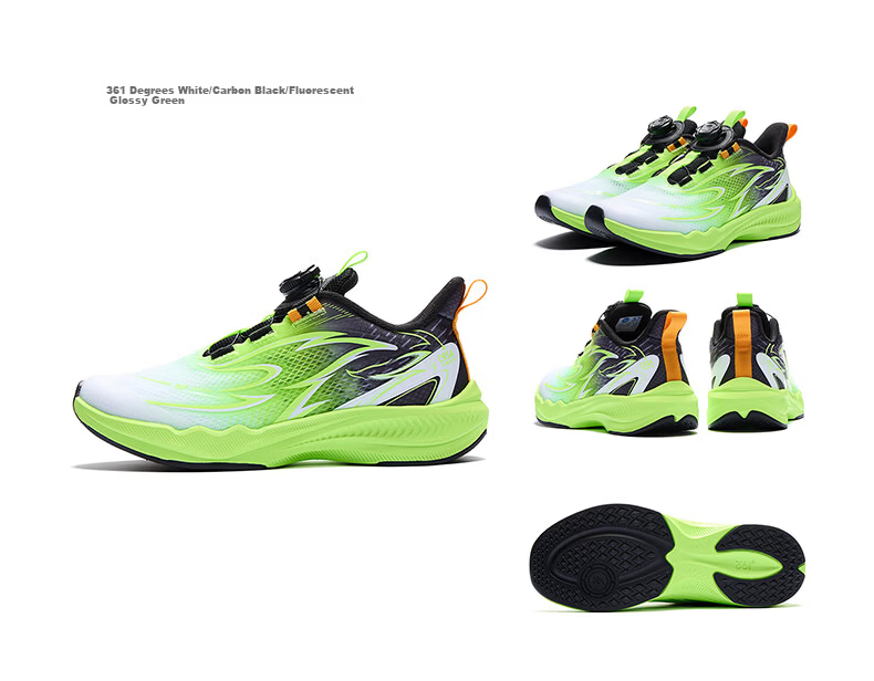 361° Gazelle 4.0 Kids Jump Rope Shoes 25 Autumn Youth Professional Training Elastic Sports Shoes Unisex Fitness Test Shoes Green Size 37 26