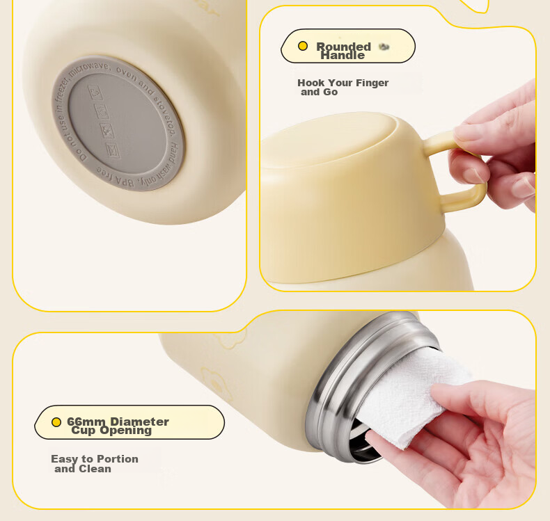 Bear Children's Insulated Thermal Lunch Box Vacuum Flask 316 Stainless Steel Infant Toddler 15