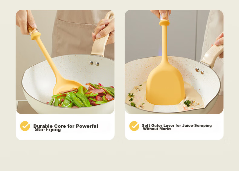 Chuida Huang Titanium Antibacterial Silicone Non-Stick Cooking Spatula Household Food-Grade High-Temperature Resistant Flat Pan Turner 9