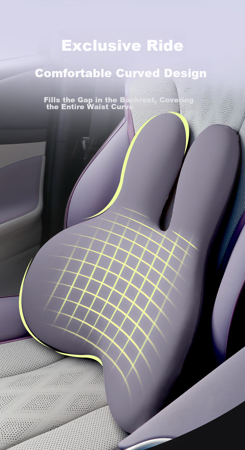 H.nos Car Lumbar Support Headrest Cushion Waist Pillow Car Backrest Female Driver Long-distance Travel New Energy Vehicle Neck Protection Set 8