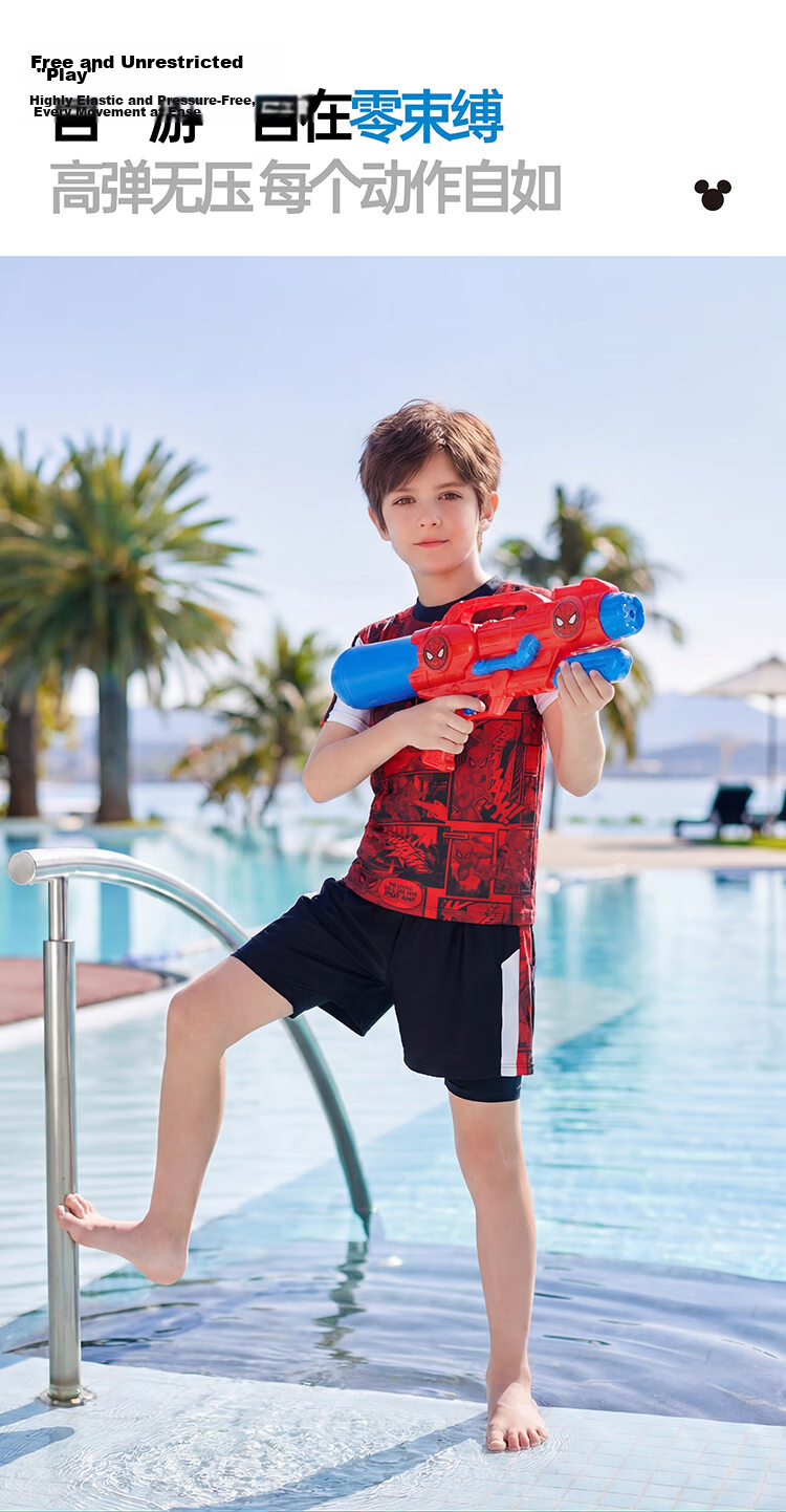 Disney Boys' Sun Protection Swimwear Set Spiderman Red D36075S2I Size 130 11