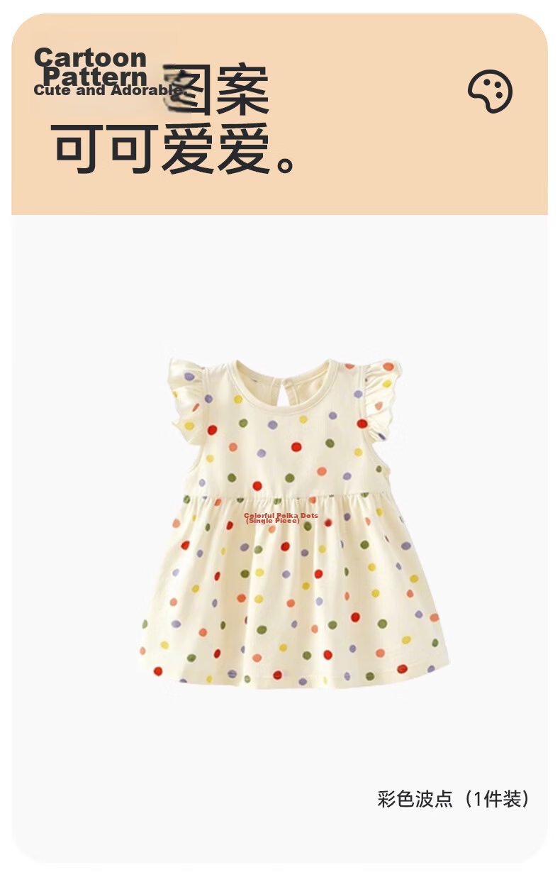 Babyprints Baby Dress Summer Cotton Cute Princess Dress Girl Birthday Soft Breathable Polka Dot Size 80 6