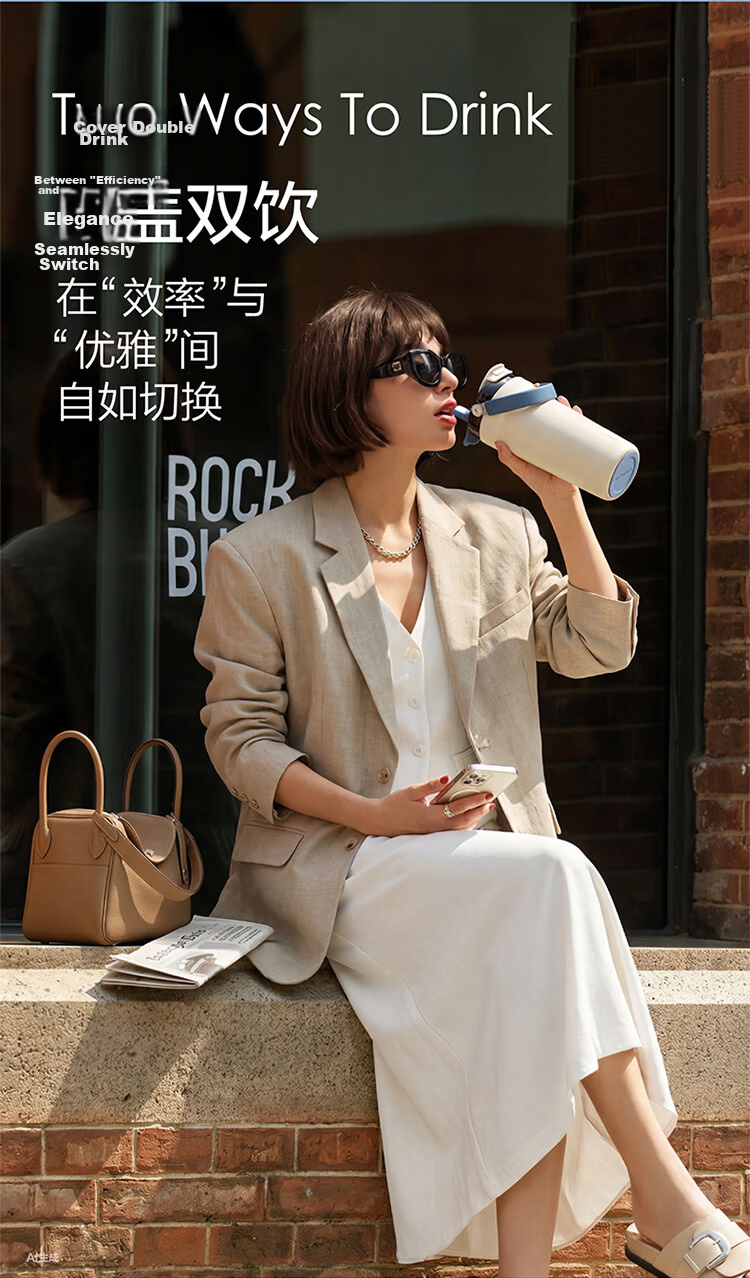 LOCK&LOCK Ceramic Coated Handle Insulated Mug Large Capacity Coffee Cup Portable Water Bottle Ivory White - 700ML 6