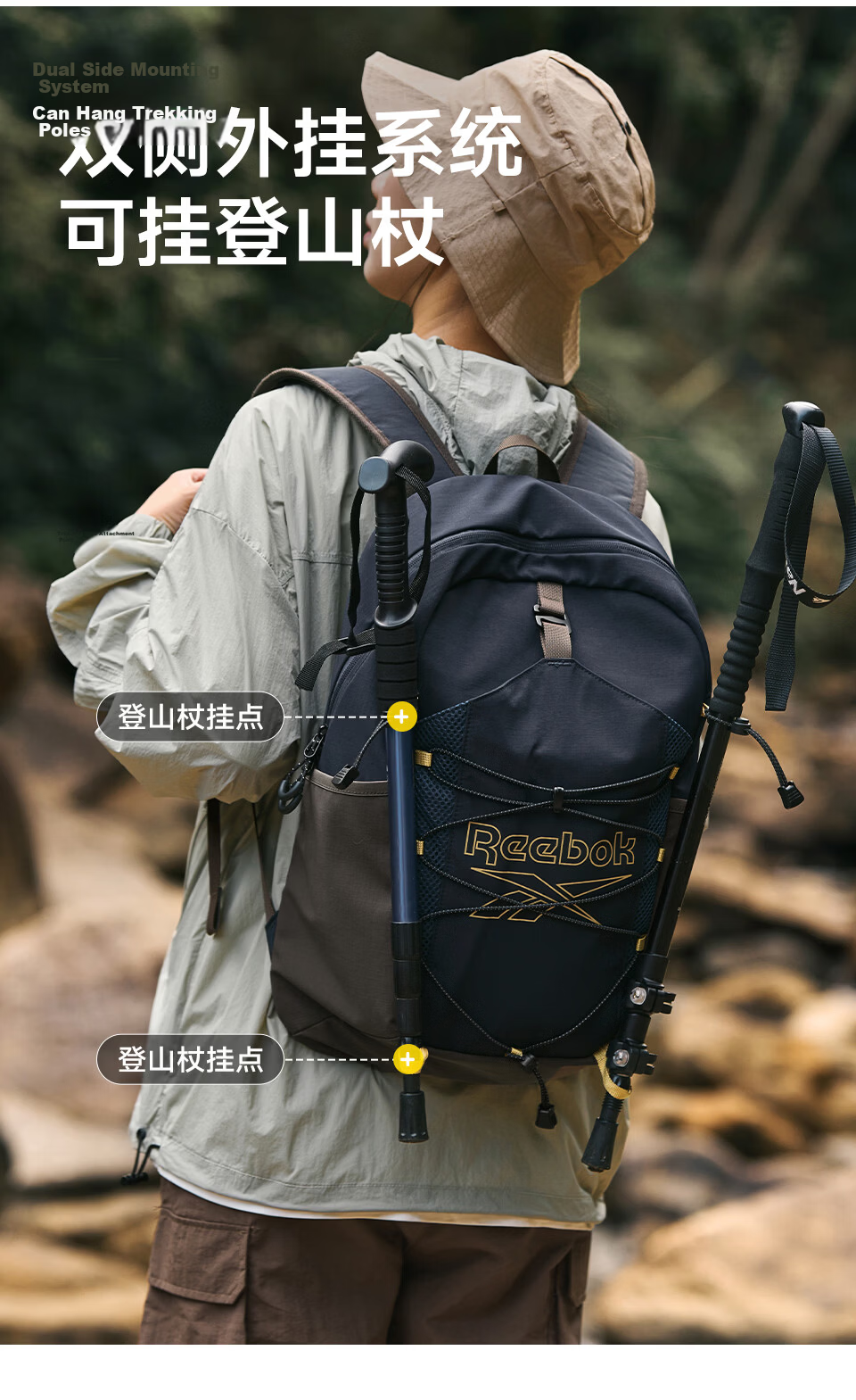 Reebok Hiking Backpack Lightweight Outdoor Sports Trail Running Bag for Men and Women - Ginger Yellow 10