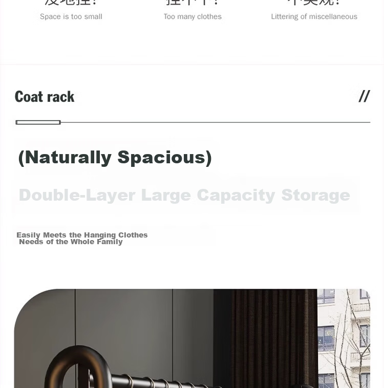 Yixuan Floor Standing Coat Rack Clothes Hanger Movable Bedroom Living Room Drying Storage Rack Black 5