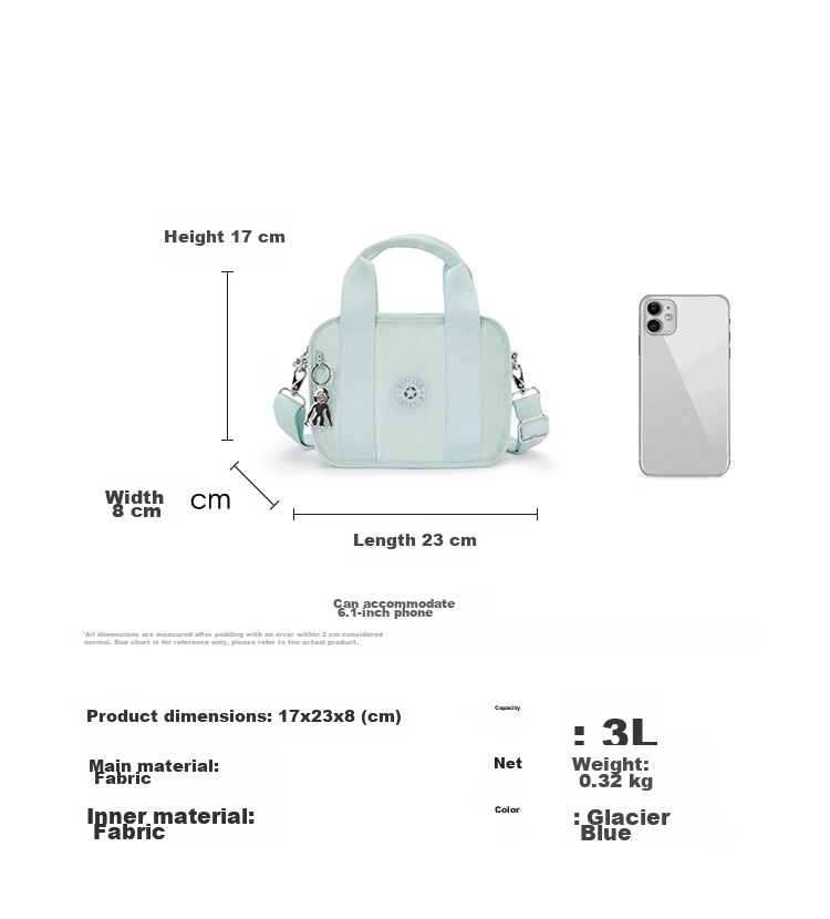 Kipling Fashion Trend NADALE Glacier Blue Women's Shoulder Bag Birthday Gift Crossbody Bag 2
