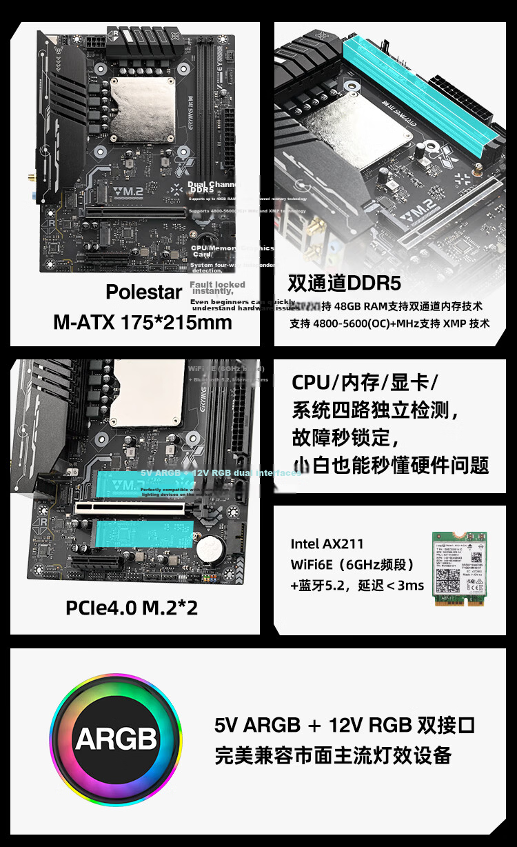 Intel Ultra5 125H Processor Motherboard CPU Onboard Kit MoDT New Desktop Productivity Office Design AI Accelerated Gaming DDR5 Memory 5