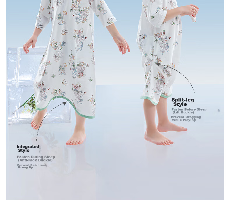 Betis Baby Robe New Back Mesh Breathable Children's Sleeping Bag Summer Cotton Pajamas Baby Nightgown 19