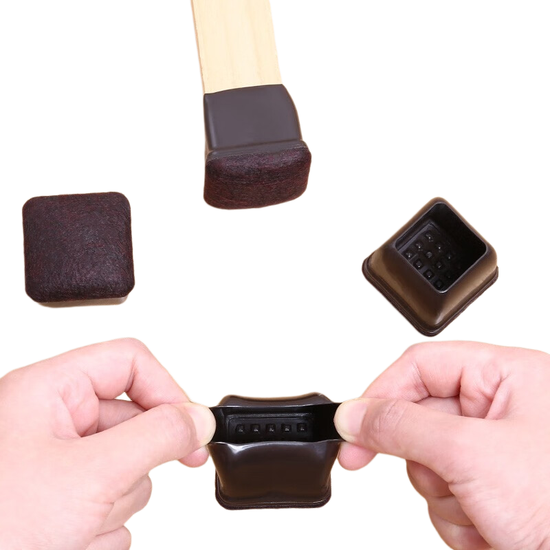 Hujia Chair Leg Pads, Stool Leg Protectors, Noise-Reducing, Wear-Resistant, Table And Chair Foot Pads, Brown, Pack of 8, TPR Material