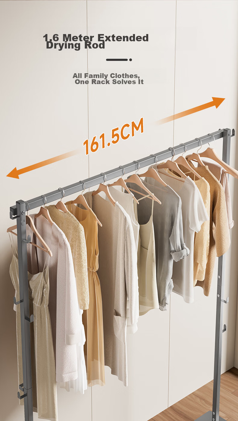 Wenna Floor Standing Clothes Rack Bedroom Coat Hanger Small Space Indoor Drying Rack Simple Hat and Coat Stand 7