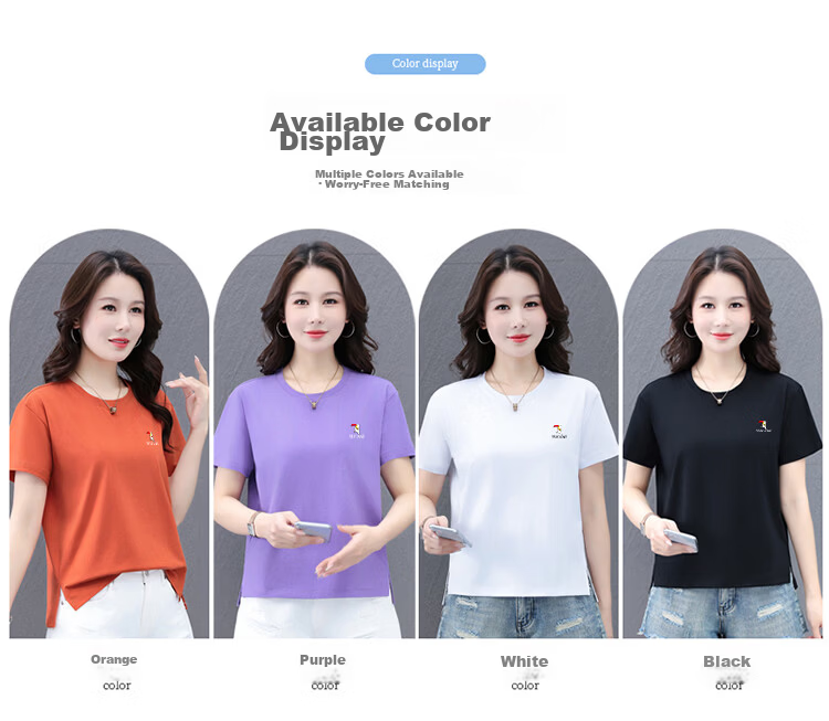 TUCANO Women's Short Sleeve T-Shirt Solid Color Ice Cool Breathable Loose Fit Slim Round Neck Stretch Comfortable Top Orange XL 10