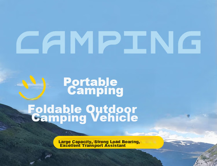 Suncojia Outdoor Camping Folding Cart with Table Board, Picnic Camp Cart, Baby Stroller, Stall Cart, Cargo Delivery Trolley, Flatbed Cart 1