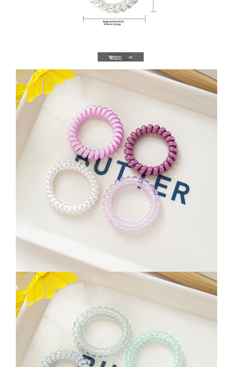 Jiaoxuefei Premium Coconut Phone Line Hair Ties 8-Pack High-Quality Hair Bands Stylish Elastic Hair Accessories for Women 2