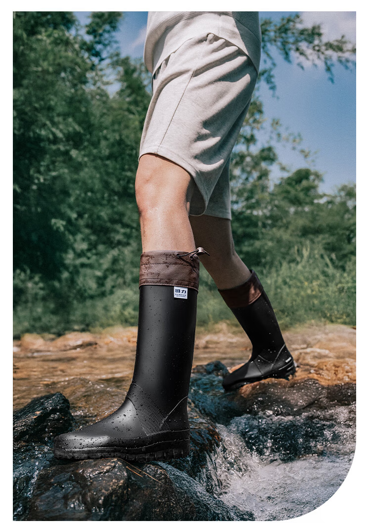 Warrior Unisex Waterproof Non-Slip Outdoor Hiking Rain Boots Foldable Durable Rain Shoe Covers 1003 Black Size 40 21