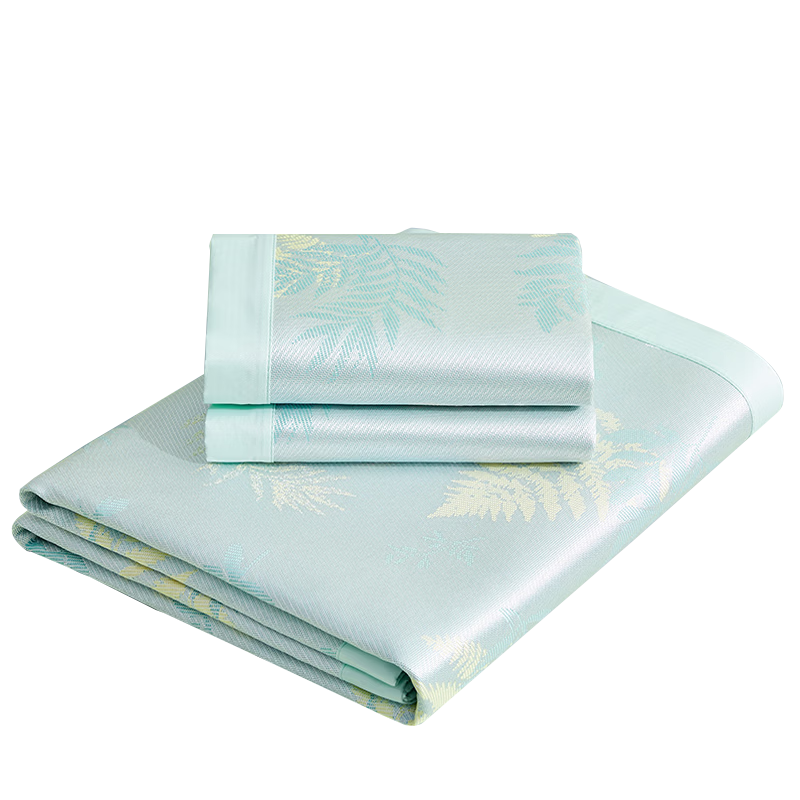 Boyang Home Textiles A-Class 1100D Ice Silk Three-Piece Antibacterial Soft Cooling Mat Summer Cooling Mat 1.8m Pine Green