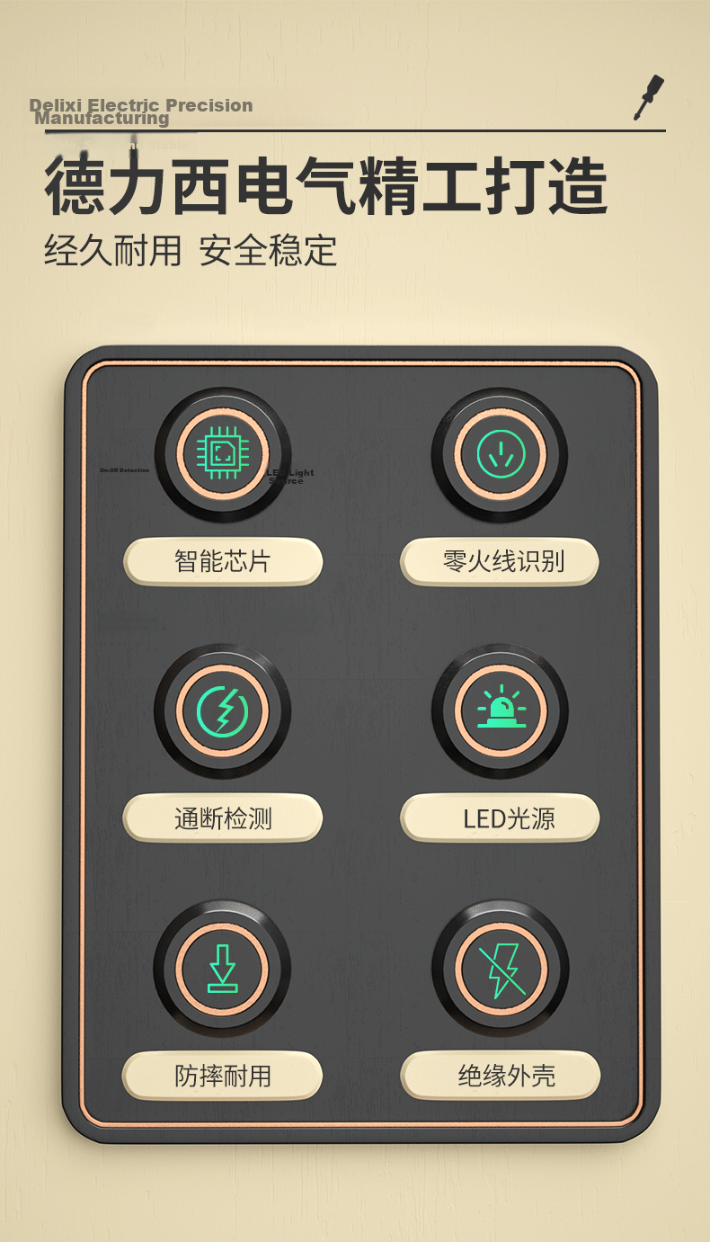 Delixi Electrician Test Pen High-Brightness Color Light Voltage Tester Smart Induction Circuit Breaker Continuity Tester 2