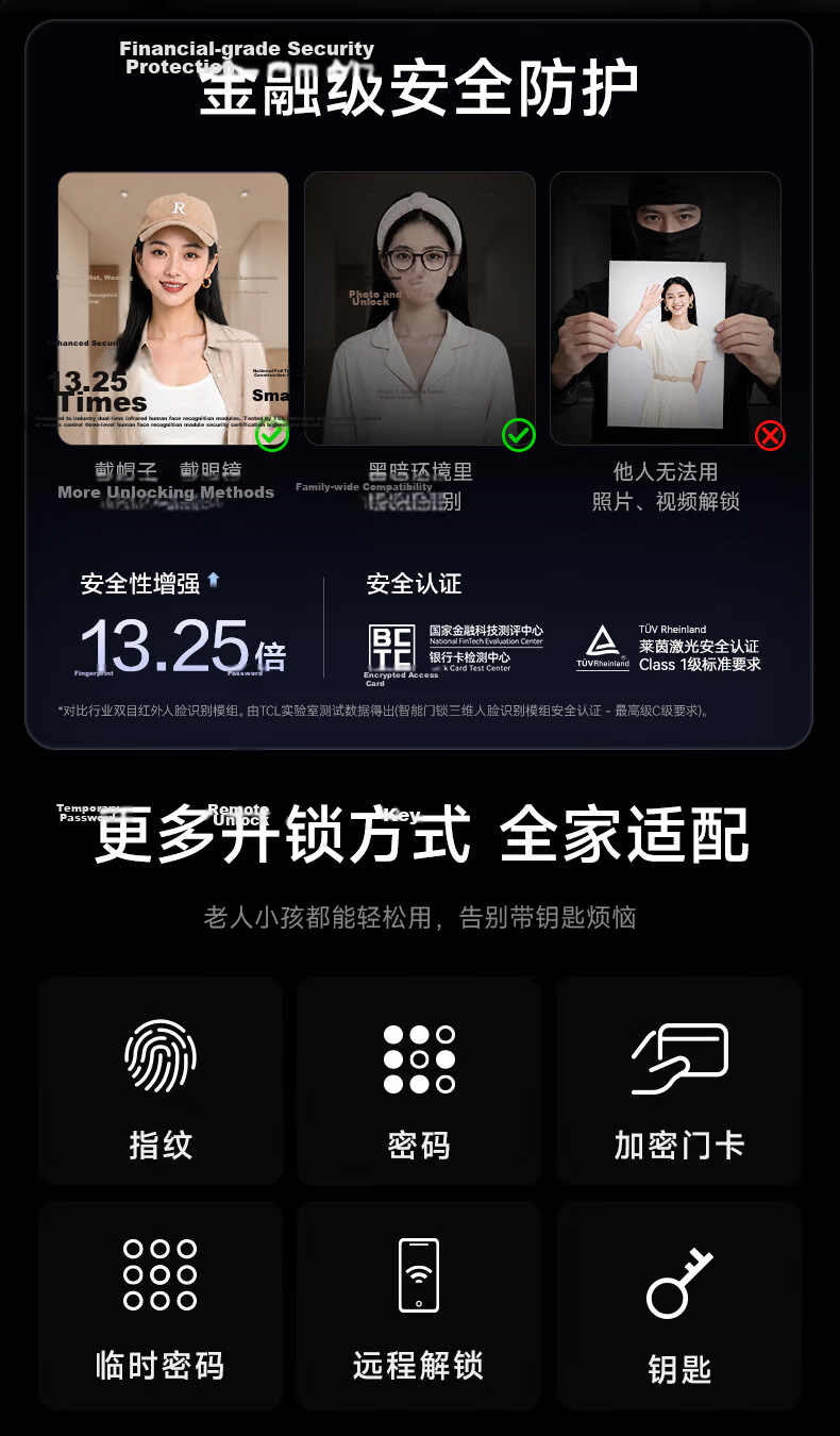 TCL Smart Door Lock with Facial Recognition, Large Screen Peephole, Dwell Capture, Door Ajar Alert, Fingerprint K5GPro 5