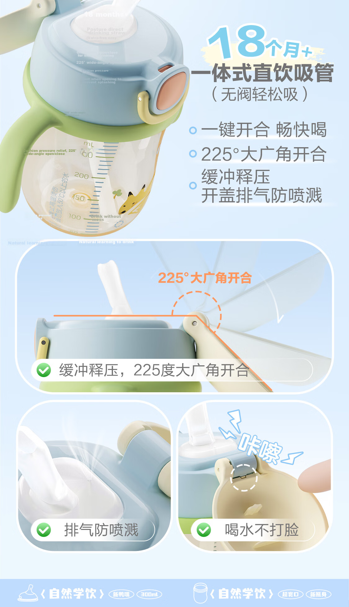 Pigeon Natural Drinking New Extra Wide Mouth Children's Straw Cup 18 Months+ 300ml Shuyi Fox 12