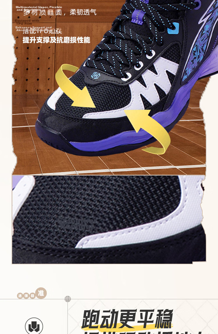 LI-NING Kids Basketball Shoes 2026 New Boys' Shock Absorption Rebound Anti-Torsion Sports Casual Basketball Sneakers 6