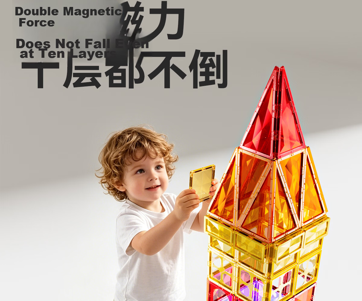 Xinge Color Window Magnetic Tiles Children's Toy Boys 3-6 Years Magnetic Building Blocks Educational Early Learning 1-3 Years Birthday Gift 12