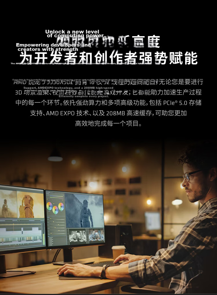 AMD Ryzen 9 9950X3D2 Dual X3D Cache Processor 16-Core 32-Thread 208MB Cache Up to 5.6GHz Boxed CPU Productivity Gaming 4