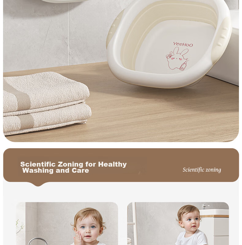YEEHOO Newborn Foldable Wash Basin Baby Foot Bath Diaper Washing Basin Infant Toddler Children's Face Basin 3-Pack 4