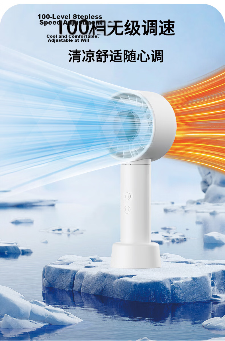 AIMIKU 2026 New Handheld Mini Fan Desktop Oscillating Portable Rechargeable High-Speed Quiet Cooling Device Gray 9