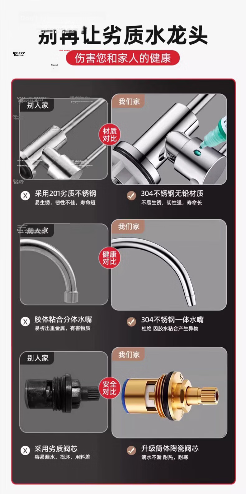 HOMK Seiko 304 Stainless Steel Water Purifier Faucet Kitchen Lead-Free Direct Drinking Sink Faucet 3