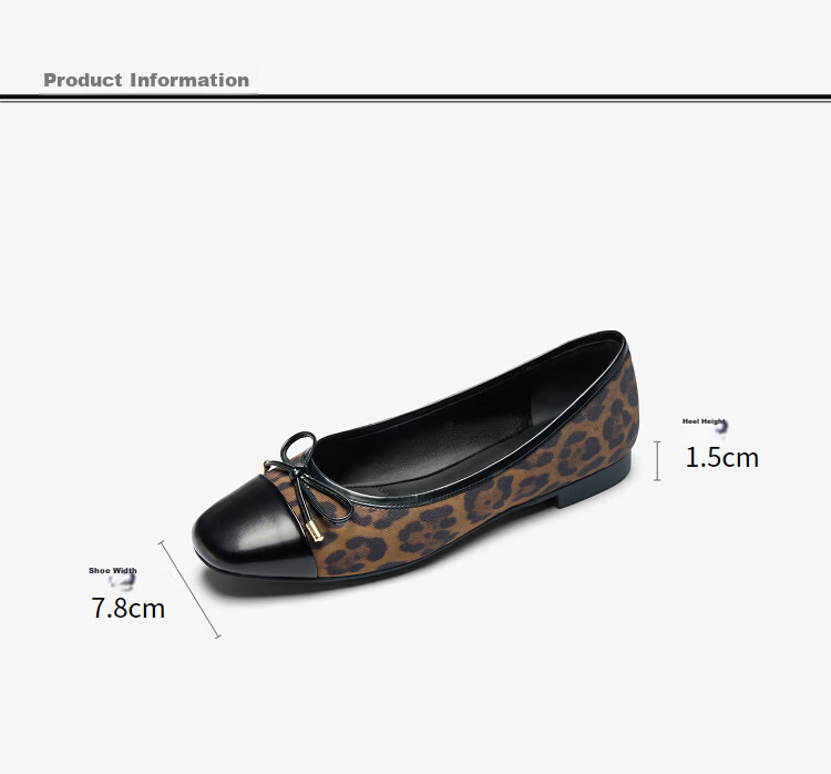 Le Saunda 2026 Spring New Fashion Bowknot Commuting Square Toe Flats Women 7M16208 Forest Leopard Brown LEF39 4