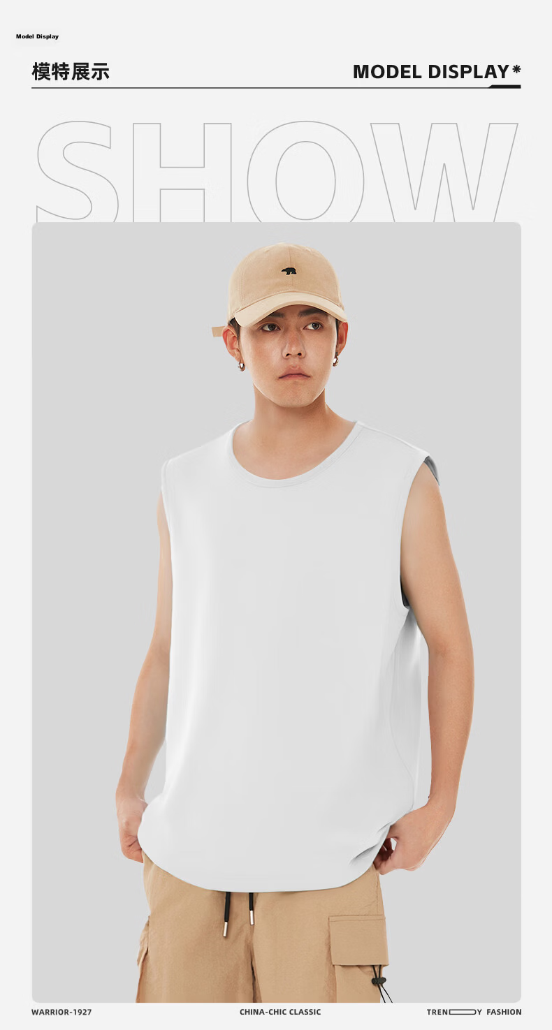 Warrior Men's Pure Cotton Vest Summer New Comfortable Breathable Loose Large Size Fitness Training Basketball Running Tank Top YD 8