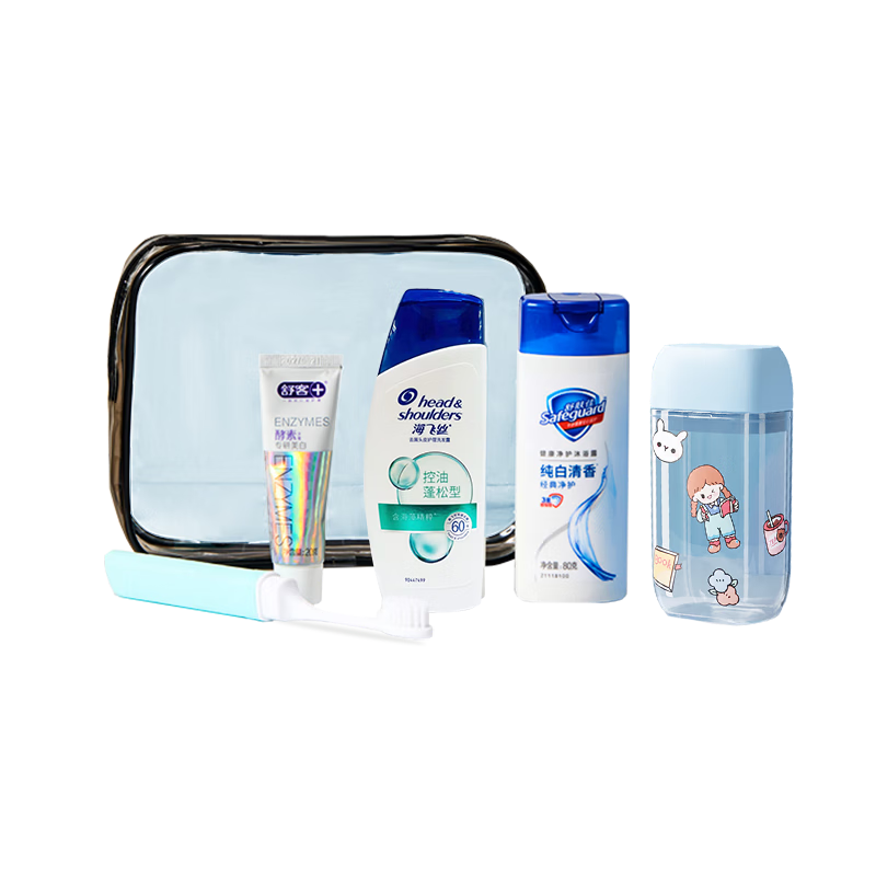 Etravel Travel Toiletry Set Shampoo Shower Gel Toothpaste Toothbrush Toothbrush Cup Portable Travel Care Kit