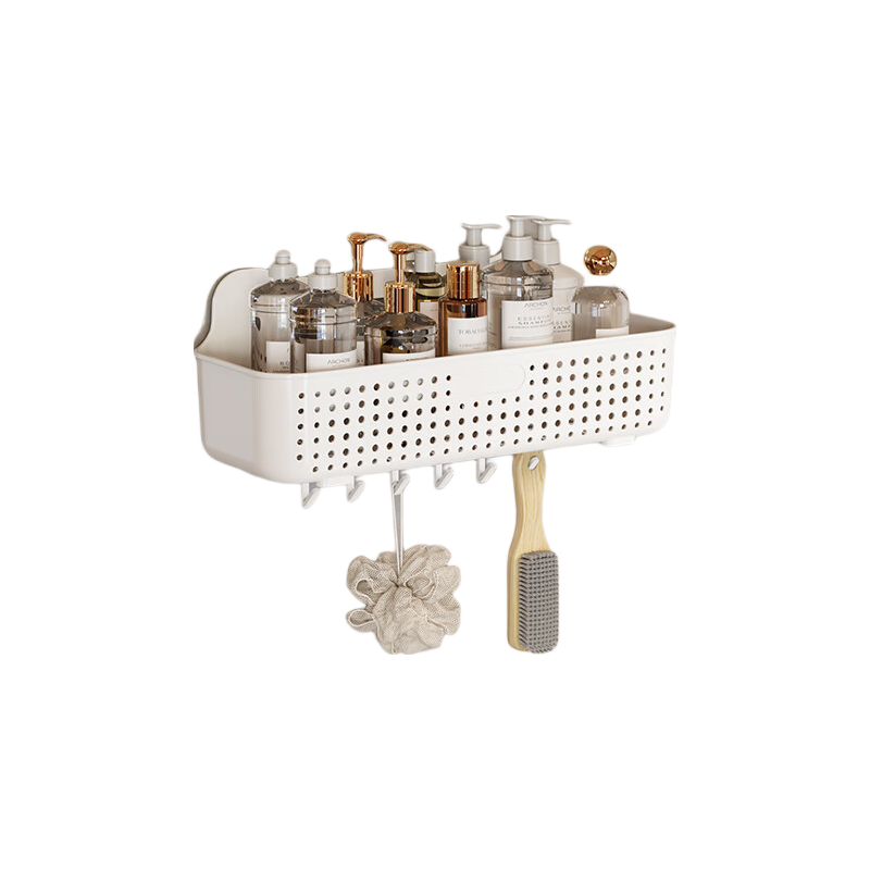 MUYA Bathroom Storage Rack, No Drilling Required, Wall-Mounted Plastic Hollow Washbasin Organizer, Bathroom Storage Shelf