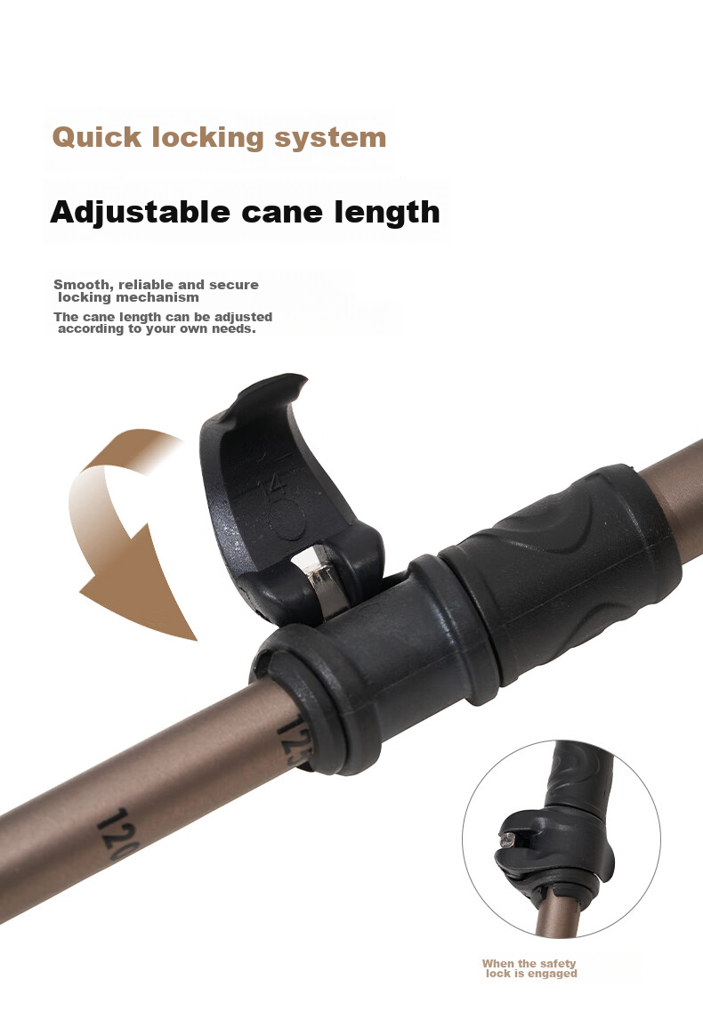 MOBIGARDEN Trekking Pole, Outdoor Camping Lightweight Three-Section Telescopic Aluminum Alloy Hiking Pole, NX23667002, Sand White 8
