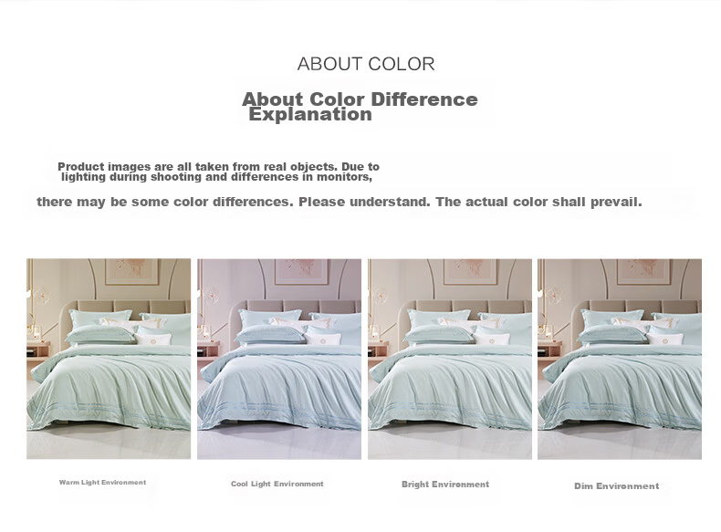 FUANNA Pure Cotton Four-Piece Set 120s Double-Strand Long-Staple Cotton Sateen Embroidery Class A Double Extra Large All Cotton Bedding Set 230*229cm Stingli 13